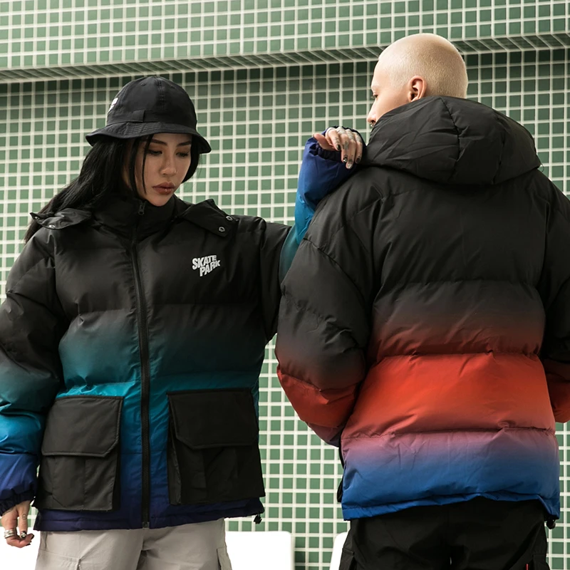 Градиентная куртка для командора мужская со съемным капюшоном в стиле хип хоп