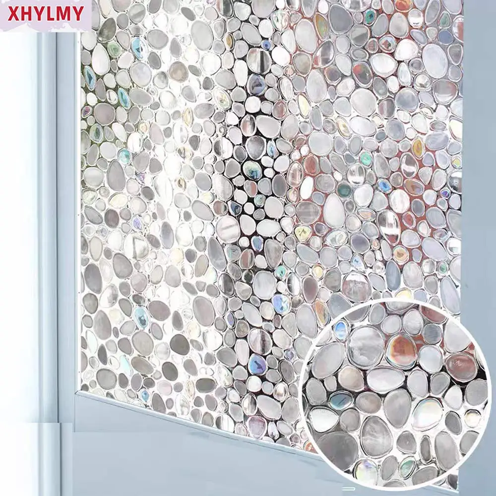 

Rainbow 3D Stone Privacy Self-adhesive Window Film Static UV Protection Bedroom Kitchen Balcony Door Decorative Glass Sticker