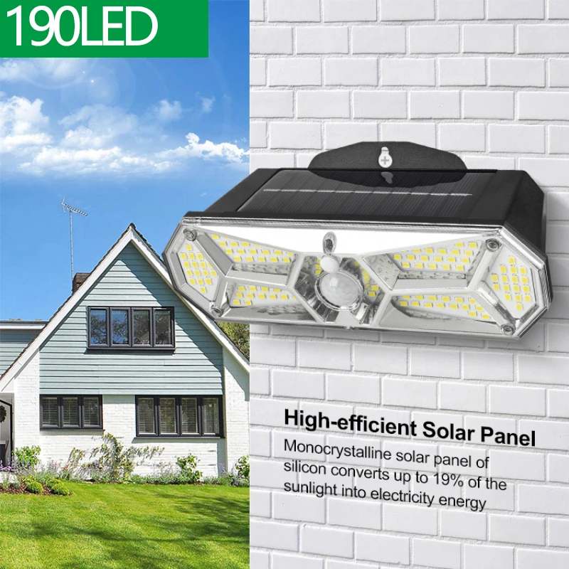 

LED Solar Light Wall Lamp Outdoor Street LED Waterproof Sunlight Powered Night Lights with 3 mode PIR motion Sensor Lights
