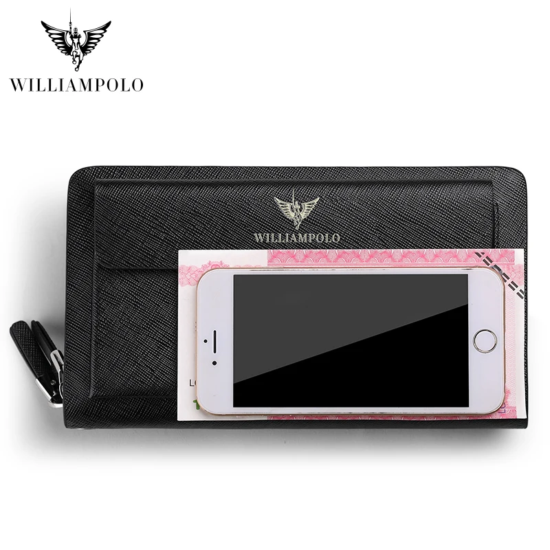 Деловой кошелек из натуральной кожи для мужчин длинный бумажник с двойной