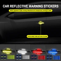 universal carbon fiber car door handle paint scratch protector sticker cover guard protective film car safety reflective strips