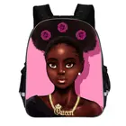 Детские школьные сумки для девочек, черная школьная сумка с принтом в стиле афро, для подростков, сумка для книг, рюкзак