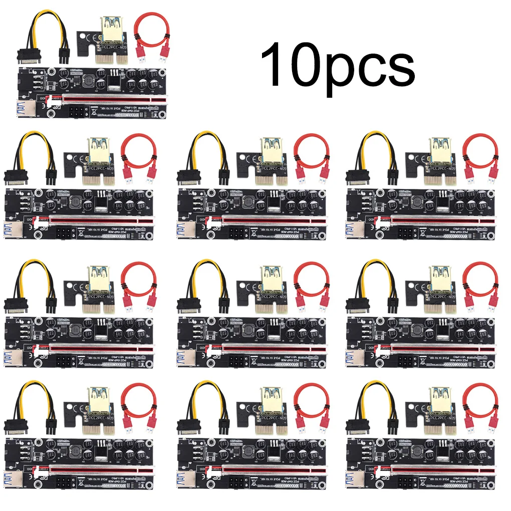 

10 шт., PCIE Riser 011 Pro PCI-E 16X, Райзер PCI-Express, расширитель для видеокарты с кабелем USB 3,0, детали материнской платы для майнинга