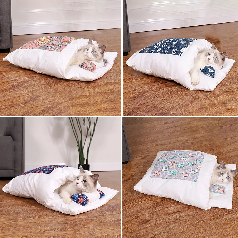 

Cat Sleeping Bag Sofas Mat Soft Warm Removable Pet Bed Winter Kitten House Fleece Puppy Kennel Cozy Small Pets Nest Cushion