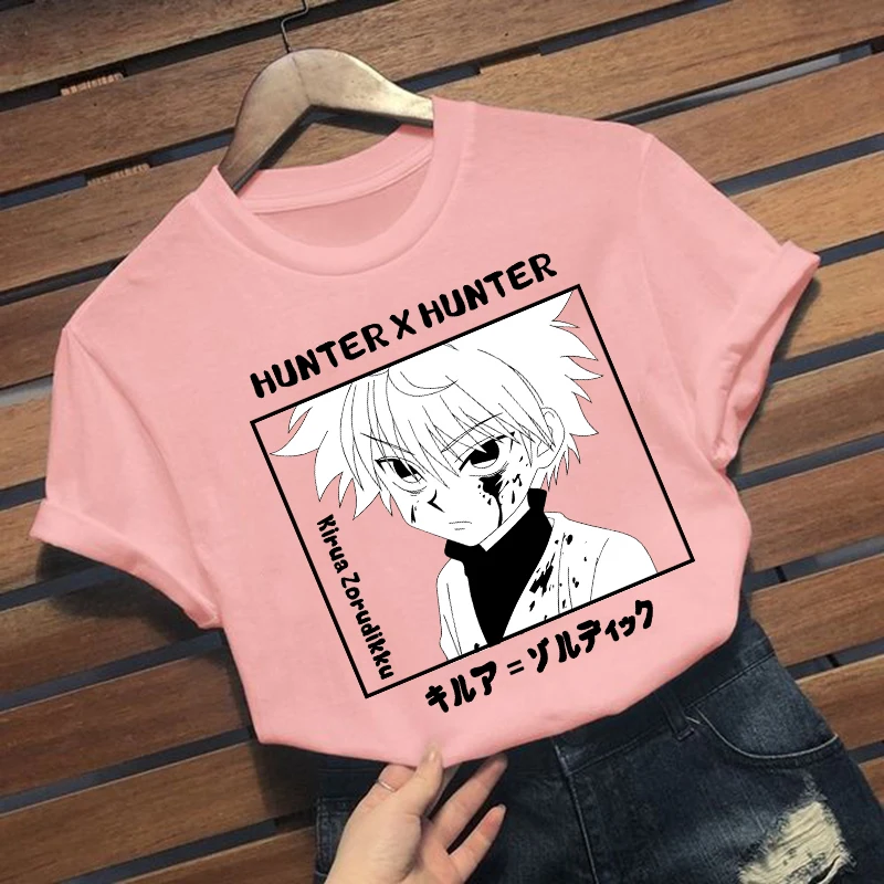Hunter X футболка с изображением охотника коротким рукавом Killua Zoldyck аниме Harakuju топы
