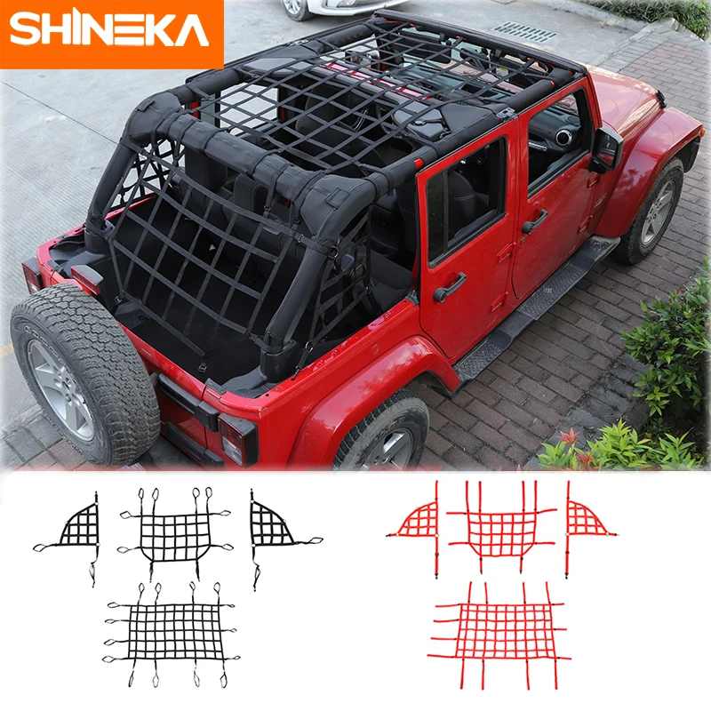 SHINEKA для Jeep Wrangler JK JL 2007- Автомобильный багажник Багажник на крыше грузовая корзина Trail Net для Wrangler JK JL аксессуары