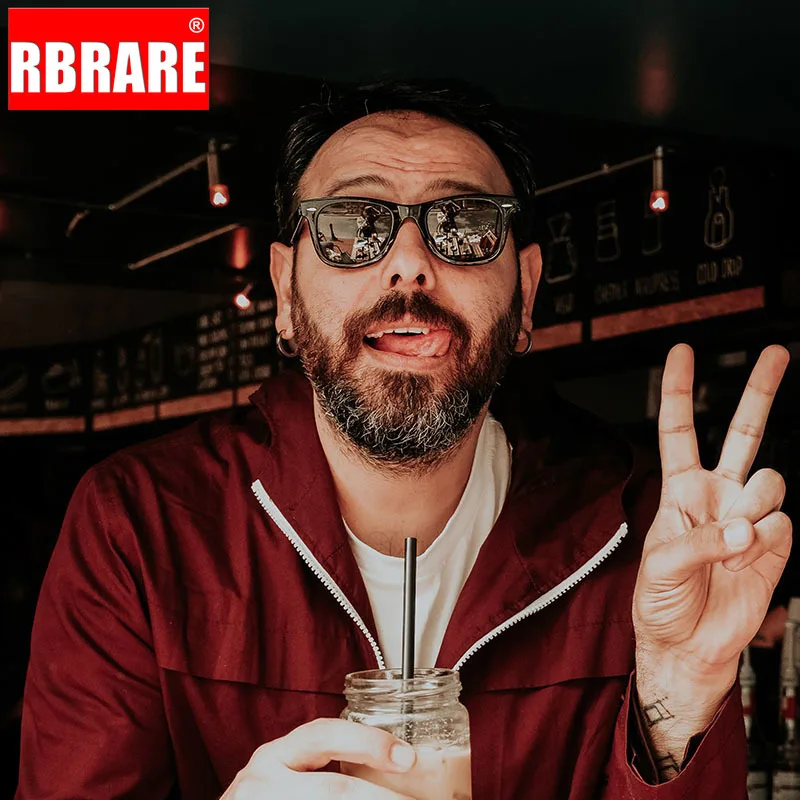 Мужские солнцезащитные очки RBRARE классические квадратные поляризационные в