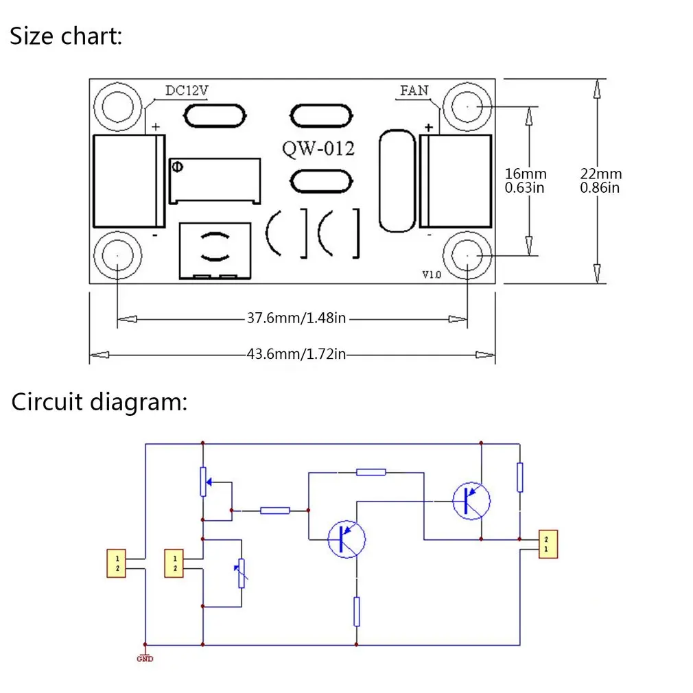 

Temperature Control Fan Module Fan Temperature Control Board Cabinet Fan Governor DC 12V Fan Temperature Control Board