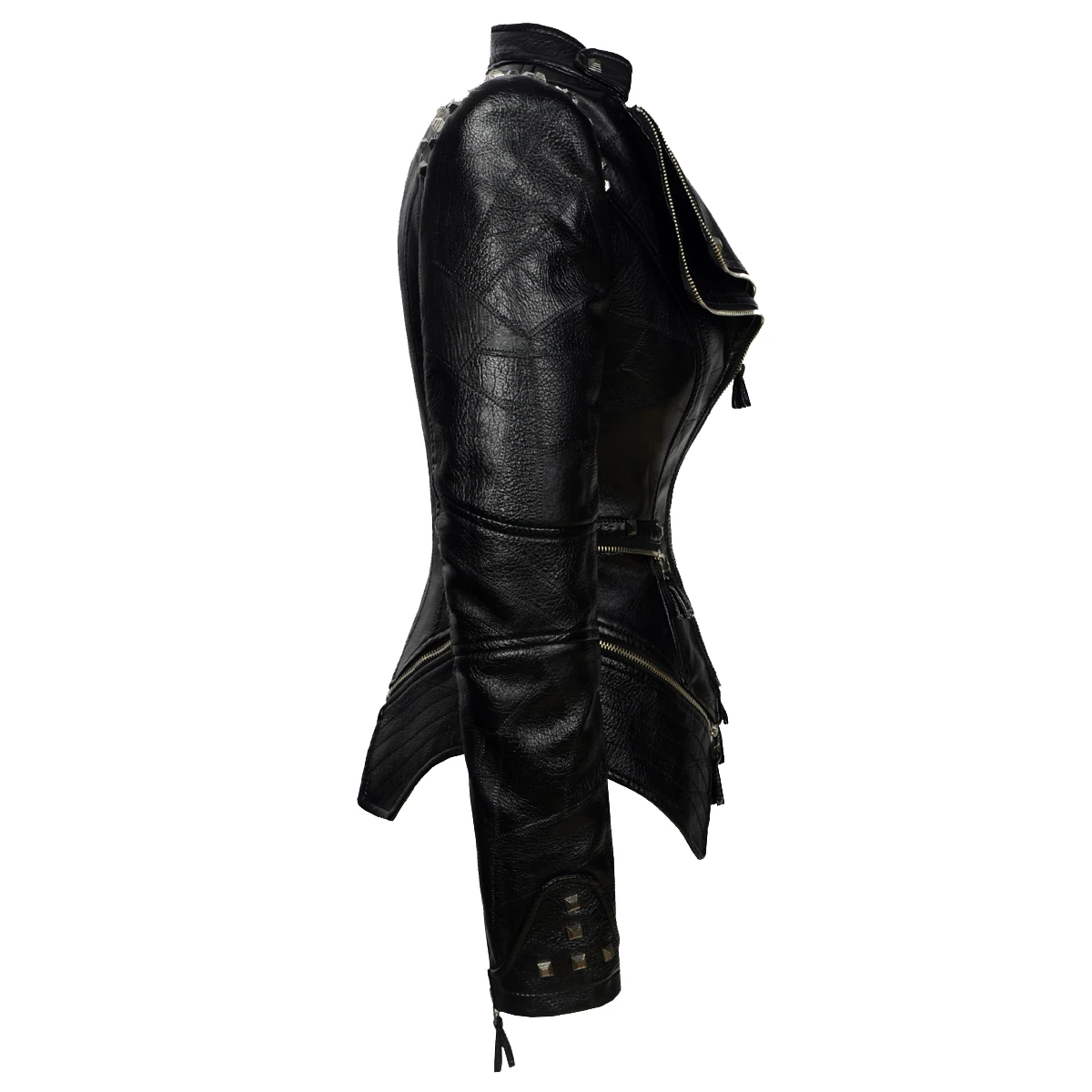 2021 NEW Faux Leather Rivets Jackets Women Casual PU Slim Spring Autumn Motorcycle Female Streetwear Zipper Coat Chic Outwear