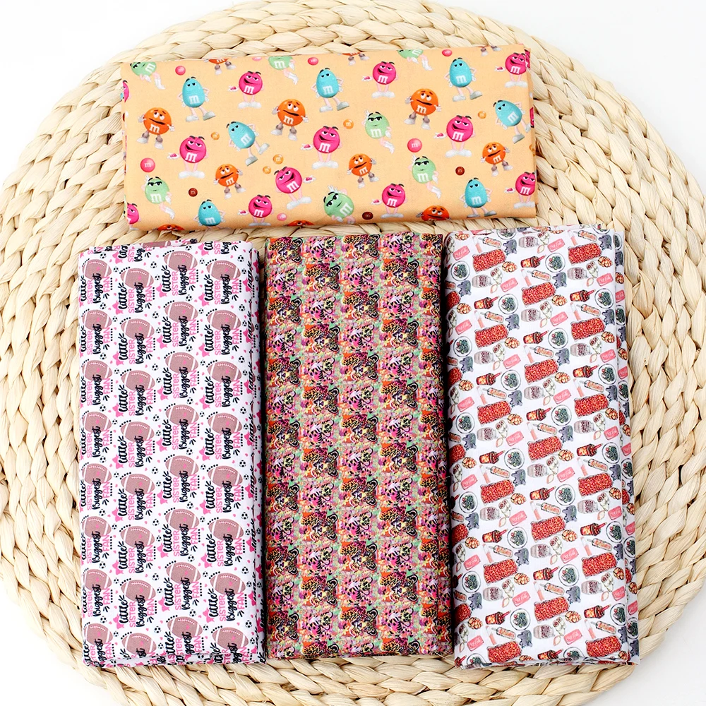 

IBOWS Polyester Cotton Fabric Tiger Coke Football Printed Cloth Fabric For Patches Dress Home Textile Handmade DIY 45*150cm/pc