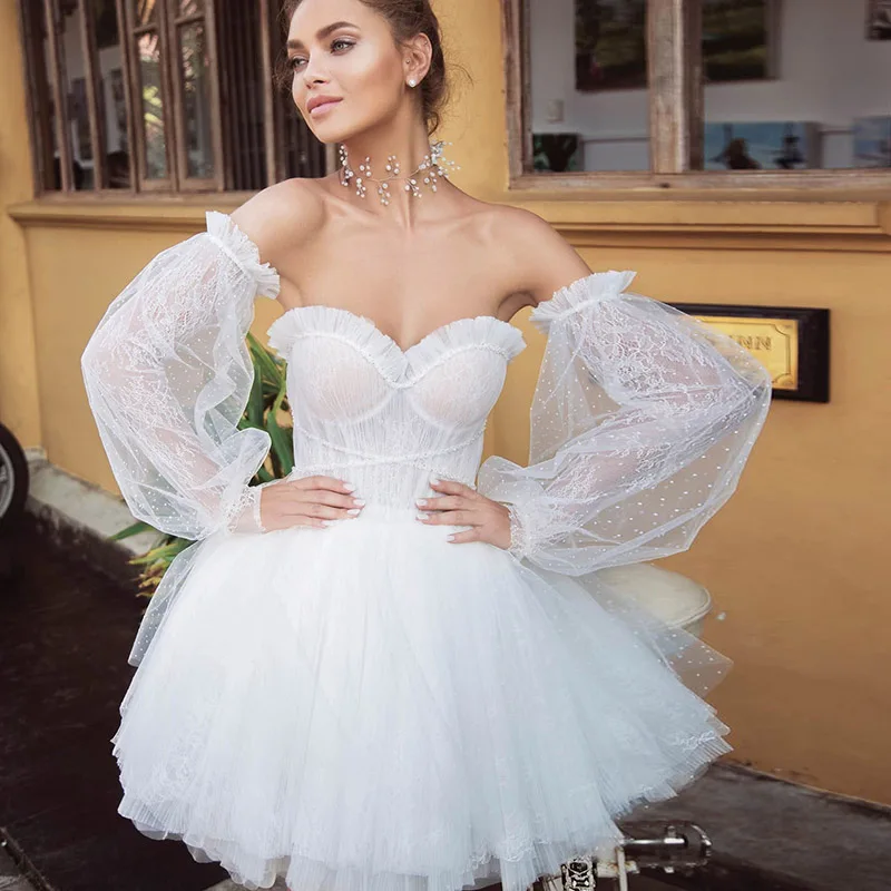 Фото Лидер продаж Короткое свадебное мини-платье летнее пляжное платье невесты