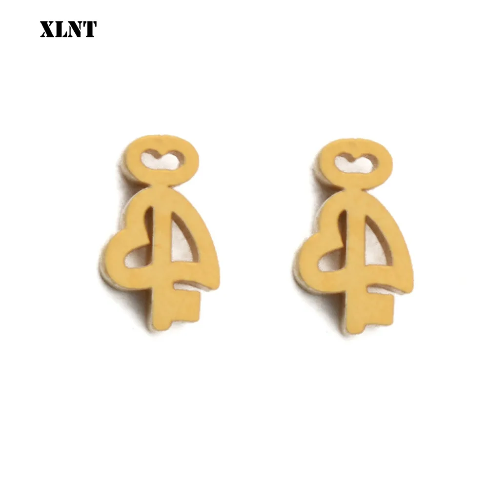 XLNT 019 новые корейские элегантные блестящие серьги гвоздики с открытым сердцем