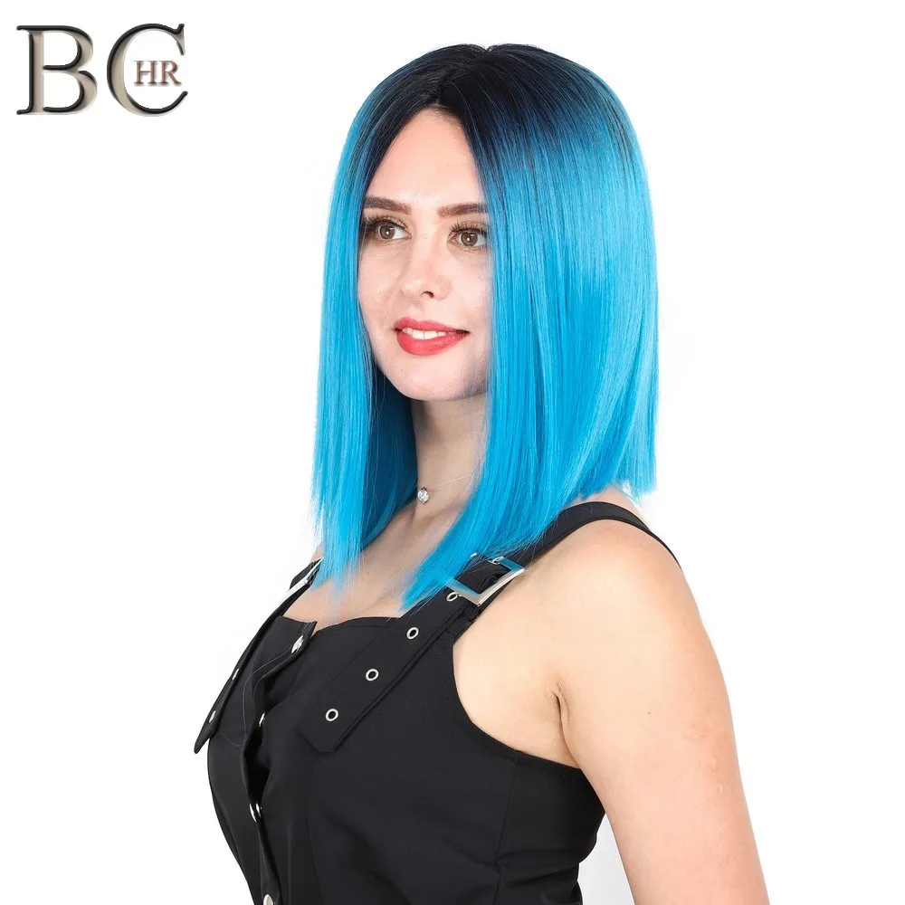 BCHR Ombre Bob 13*4 синтетический кружевной передний парик темно-корень синий парик для женщин косплей парик
