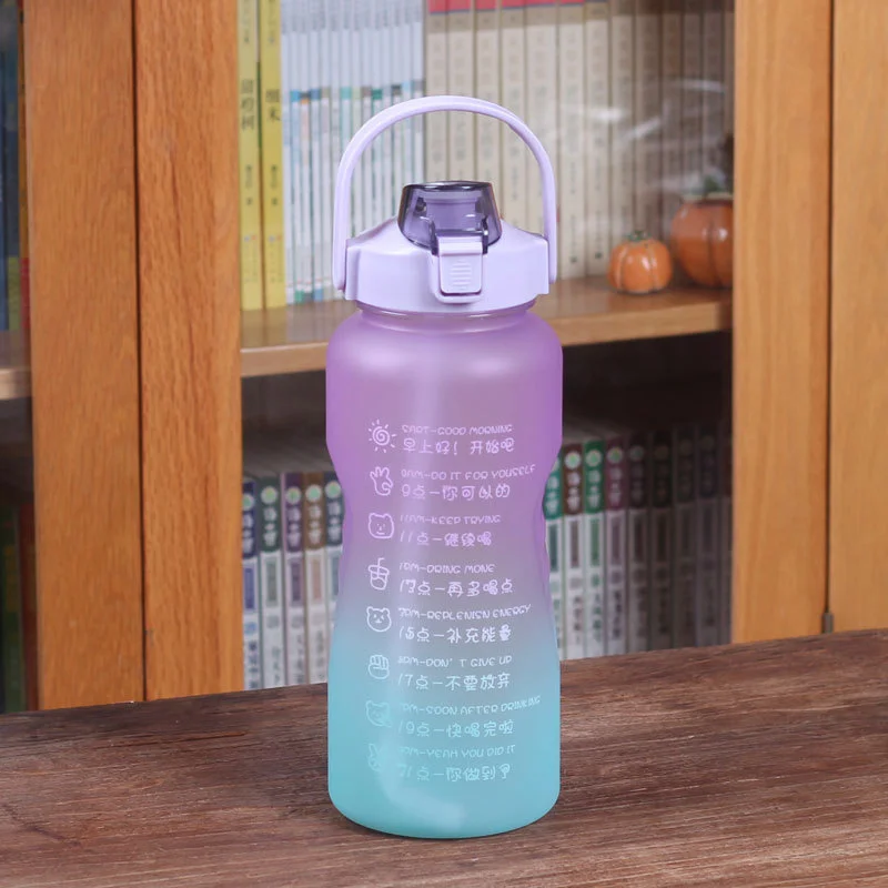 

2L Water Bottle With Straw Motivational Time Scale Reminder Outdoor Portable Sports Fitness Water Cup Large Capacity Leakproof