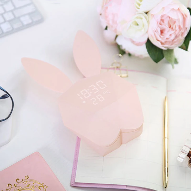 Светодиодный Ночной светильник в форме кролика с музыкальным звуком|Будильники|