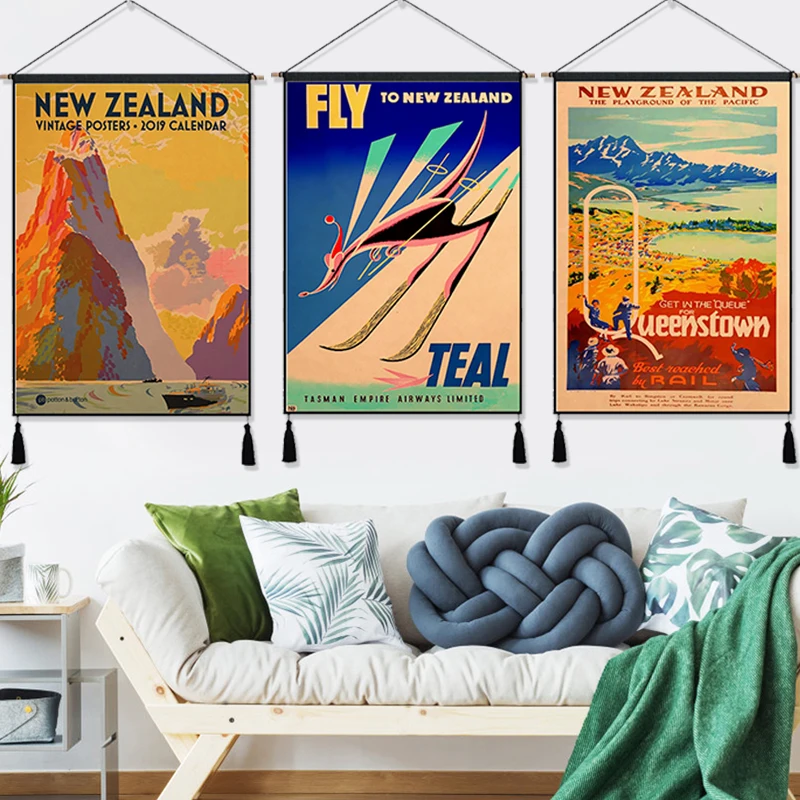 Винтажная подвесная ткань для путешествий из Новой Зеландии хлопковая линия