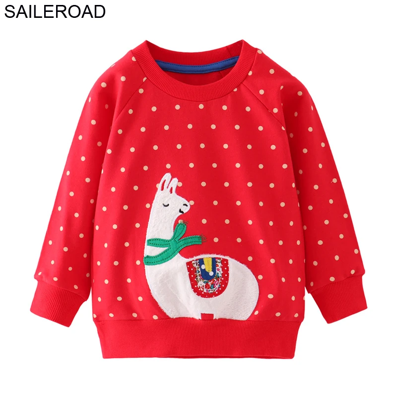 SAILEROAD Animal Bird Аппликации Детские кофты 7 лет для девочек Одежда Зимние теплые детские футболки с длинным рукавом Детские толстовки - Цвет: 9027 same picture