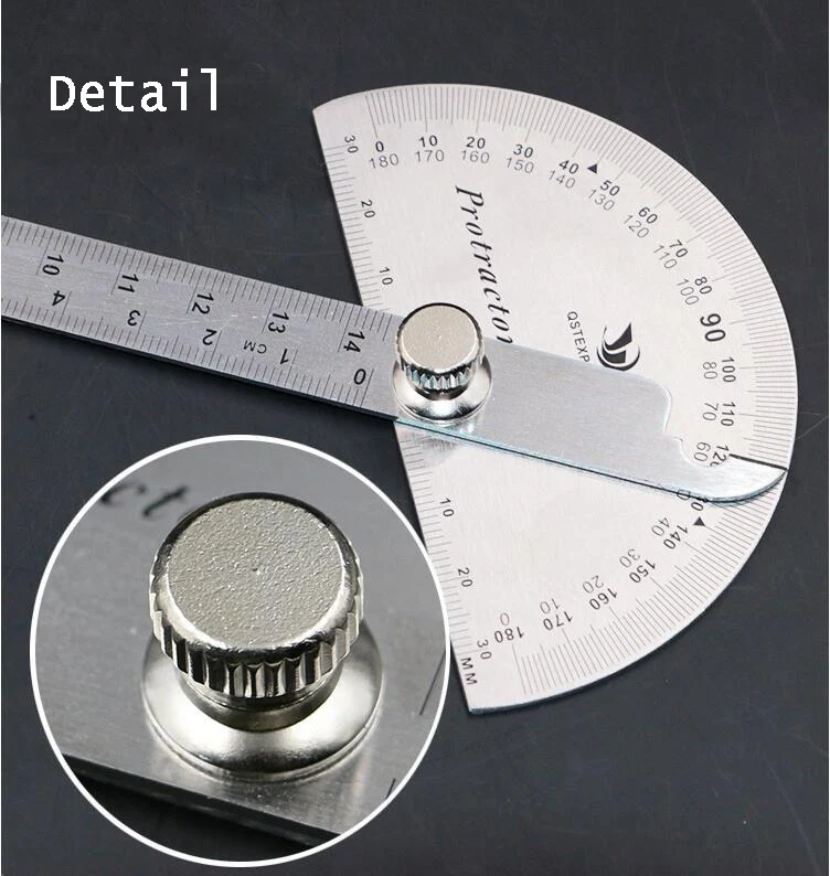 

180 Degree Adjustable Protractor multifunction stainless steel roundhead Rotary Measuring angle ruler mathematics measuring tool