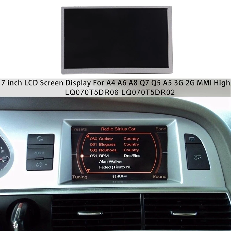 

7-дюймовый ЖК-экран для-A4, A6, A8, Q7, Q5, A5, 3G, 2G, MMI, автомагнитола с DVD, GPS-навигацией, LQ070T5DR06, LQ070T5DR02