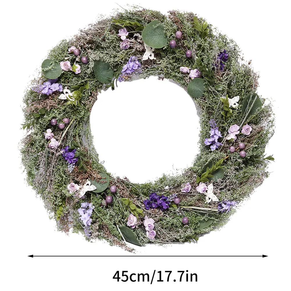 

Artificial Wreaths Fake Lavender Hanging Wreath Garland For Front Door Party Wedding Simulation Flower Wreaths Easter Decoration