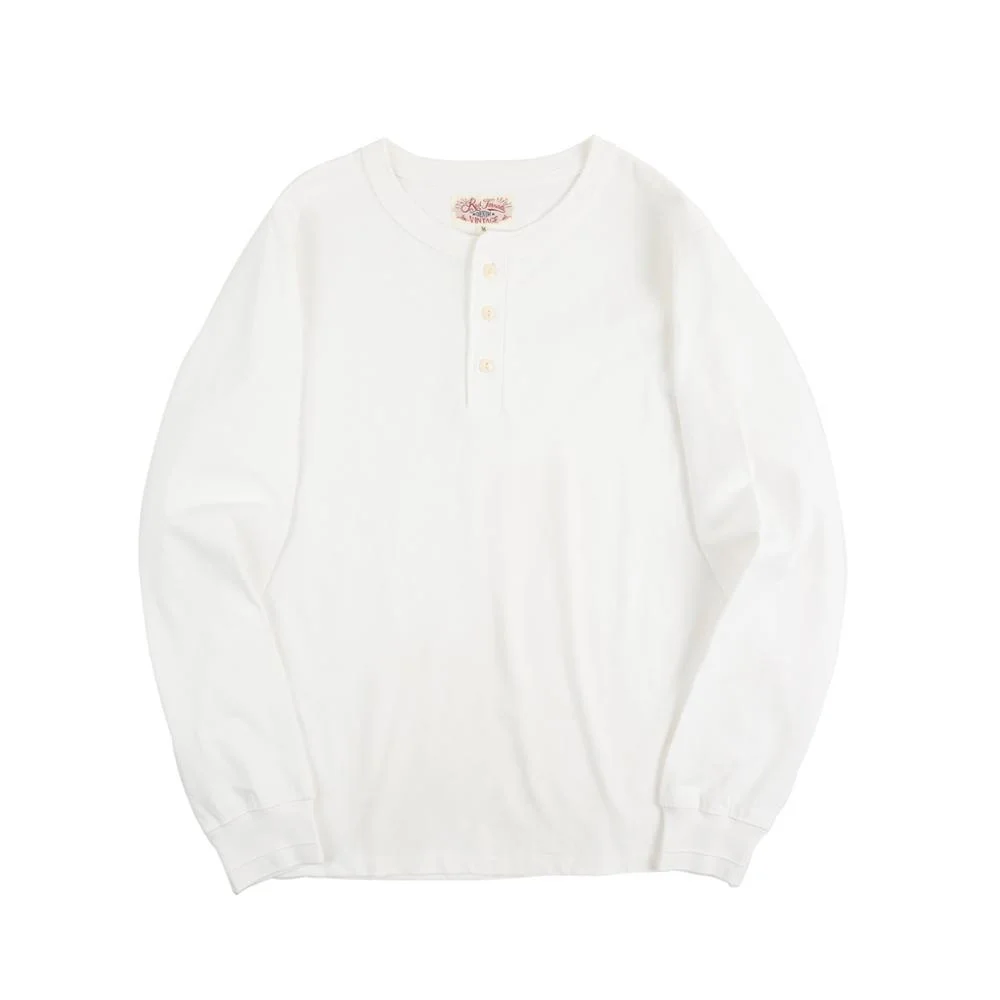 

Sleeved Henley Long Shirts Autumn Men Ribbed Cuffs Basic Cotton T-Shirts