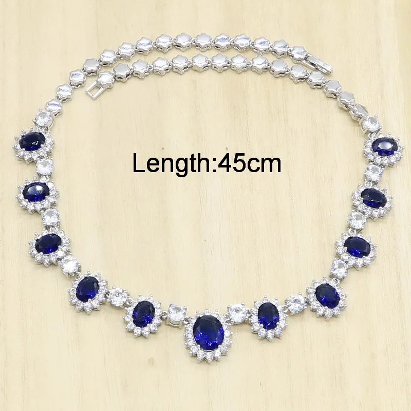 Свадебные ювелирные наборы серебряного цвета для женщин синее полудрагоценное