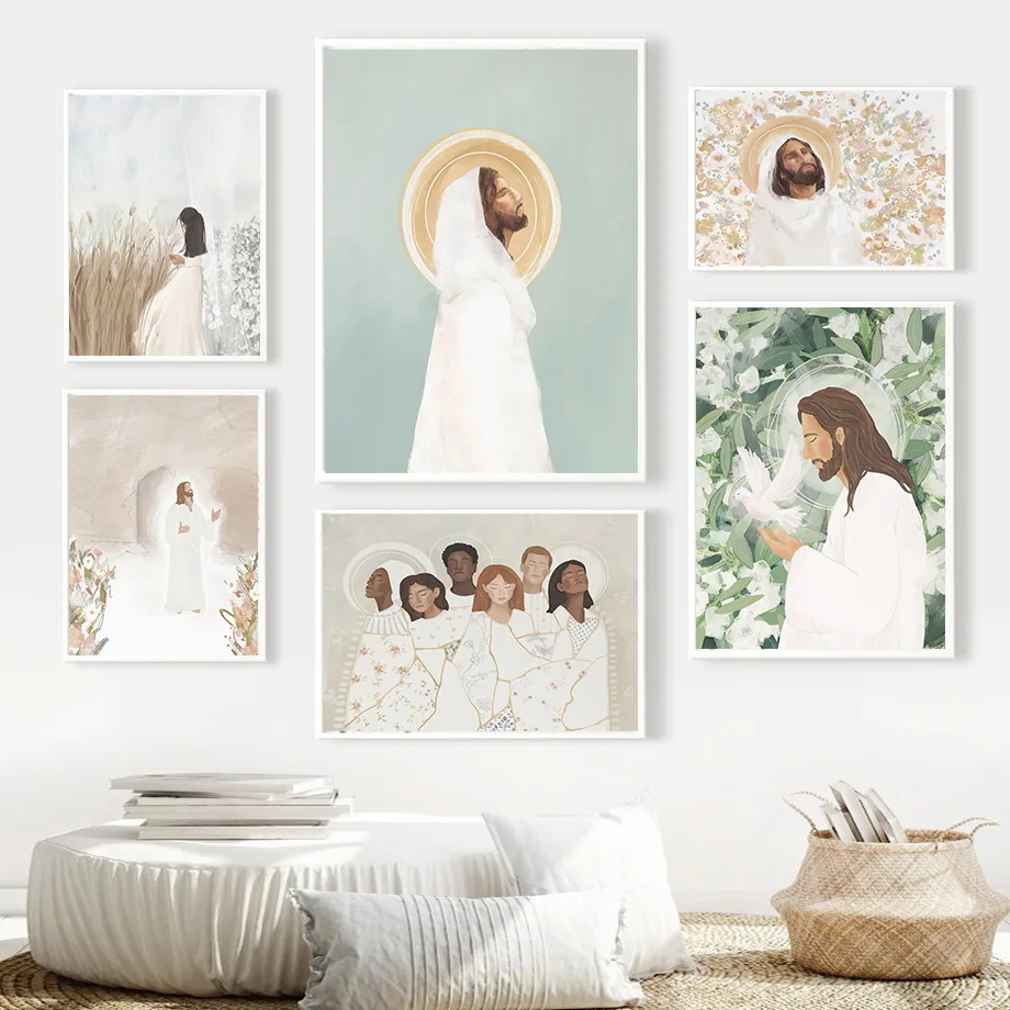 

Christ Jesus God Savior Peace Dove Choir Wall Art Canvas Painting Nordic Posters And Prints Wall Pictures For Living Room Decor
