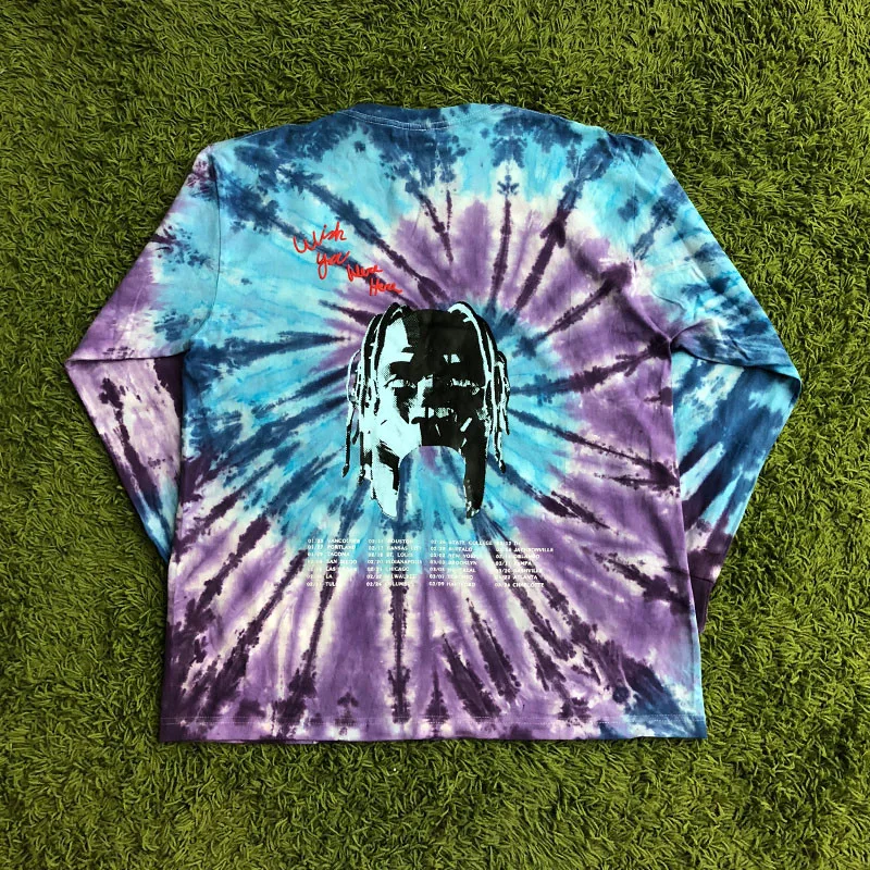 Трэвиса Скотта астромира галстук краситель с длинным рукавом футболка для