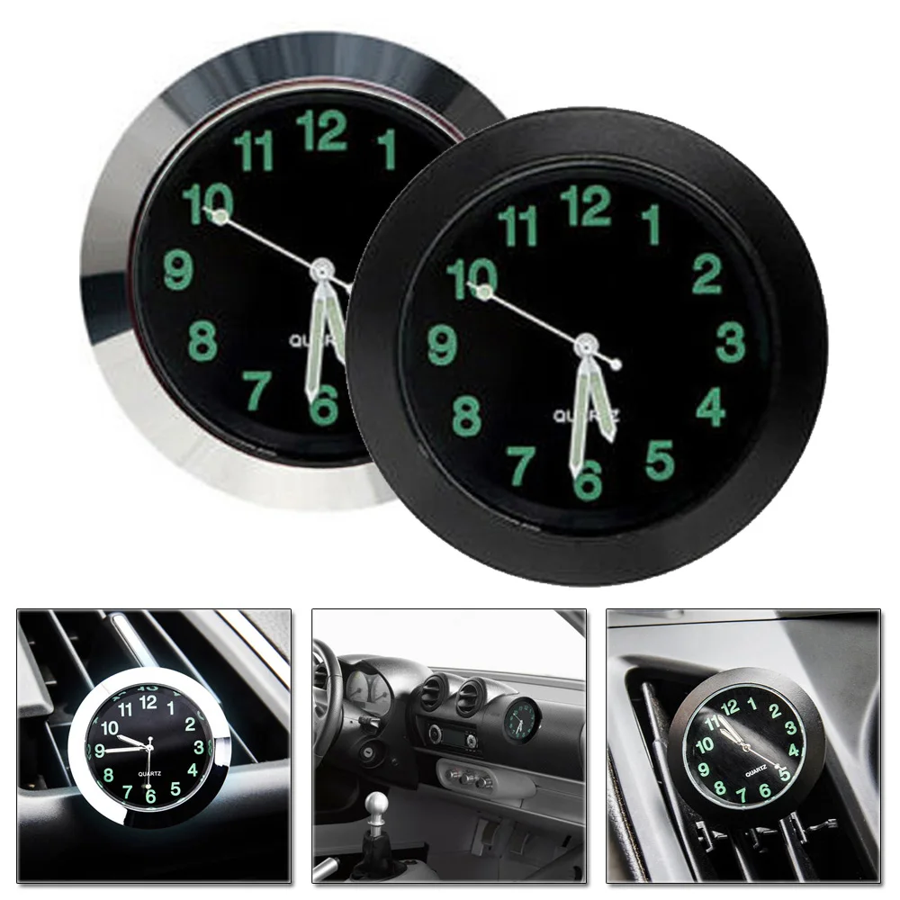

Stick-On Car clock Button Battery 4.3*1cm Plated metal Luminous Useful