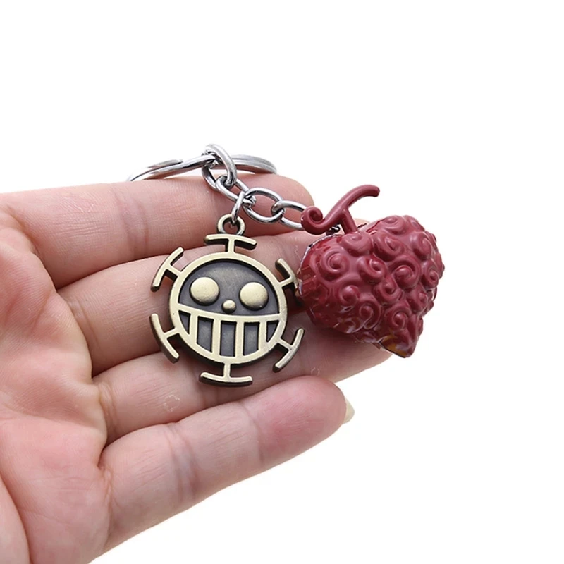 

One Piece KeyChain Devil Fruit Figure Japanese Straw Hat Skull Luffy Pendant Key Chain Metal Seleton Bag Trinket Gift Cosplay
