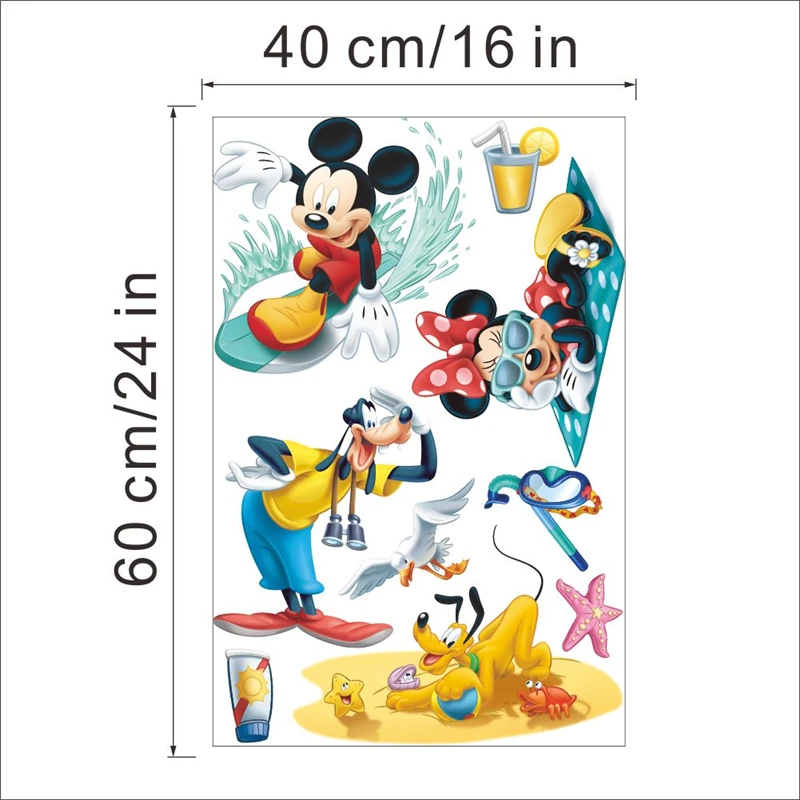 Disney Микки Минни Маус Гуфи Плуто наклейки на стену для детей комнаты мультяшное украшение для дома наклейки на стену ПВХ художественная Мураль Сделай Сам плакаты