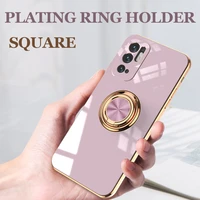plating case for huawei p40 lite case with metal ring holder cover for huawei p40 p20 p30 mate 20 30 40 pro for honor 20 30 case