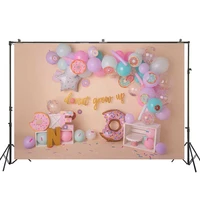 baby girl first birthday photography background donut grow up theme smash cake 1st bday photoshoots banner decoration backdrop