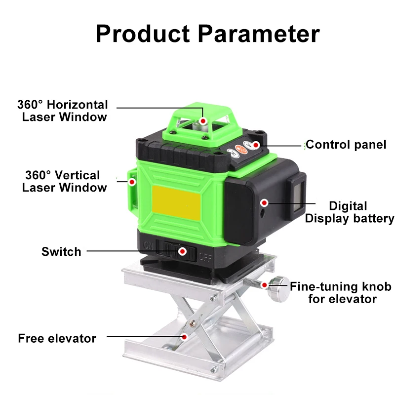 

4D 16 Lines Green Laser Level 360 Auto Self Leveling Horizontal And Vertical Cross LED Green Laser Beam Line Remote Control