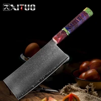 xituo chinese kitchen knife damascus steel 67 layer chef knife sharp cleaver slicing vegetable home cooking tools color handle