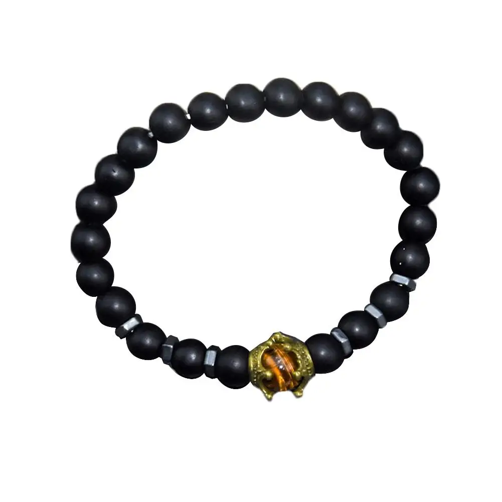 Мужской модный браслет с натуральным лунным камнем украшенный бусинами вечерние