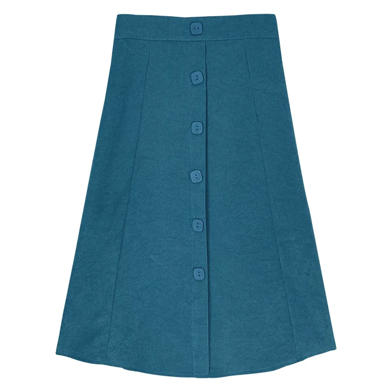 Новинка весна-осень 2021 универсальная тонкая юбка средней длины на пуговицах