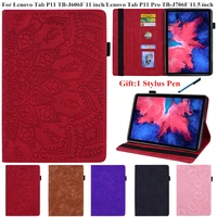 3d flower embossed for lenovo tab p11 pro tb j606f tb j706f 2020 case pu leather flip stand for lenovo tab p11 pro tablet cover