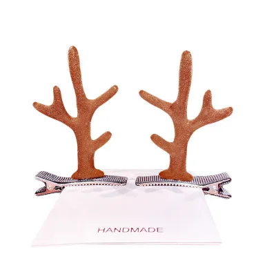 

Small antler hairpin bow hair ornaments three-dimensional duckbill clip elk Christmas hairpin girl top clip Christmas gift