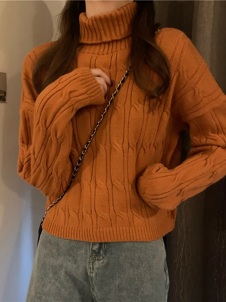 Красный утолщенный свитер с высоким воротником женская зимняя Новинка 2021 Топ