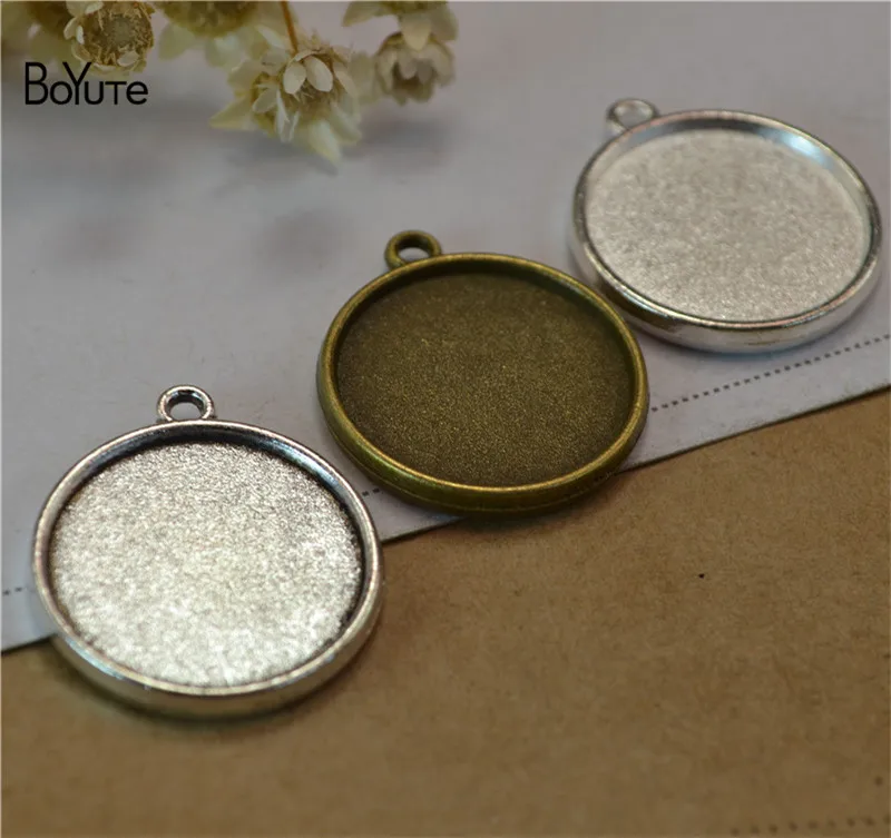 

BoYuTe (40 шт./лот) 25 мм Камея Кабошон основа Подвески двусторонние заготовки «сделай сам» без рисунка ручной работы оправа для ювелирных издели...