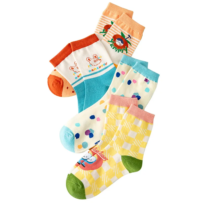 

1 Pair Autumn Winter Cute Printed Ladies Cartoon Japanese Casual Socks Sweet Lovely Cotton Comfortable Fashionable Women Socks