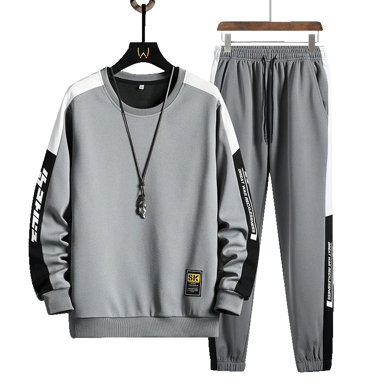 

Men Tracksuit Casual Sweatshirt Sets 2021 Autumn New Print Sweatshirts Pants Two Piece Set Mens Fashion Hip Hop Streetwear