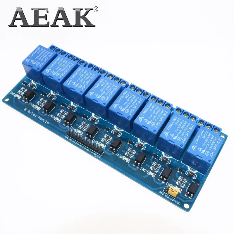 AEAK 8 канальное релейное строение модуль 5 В для arduino контрольная панель реле ПЛК в