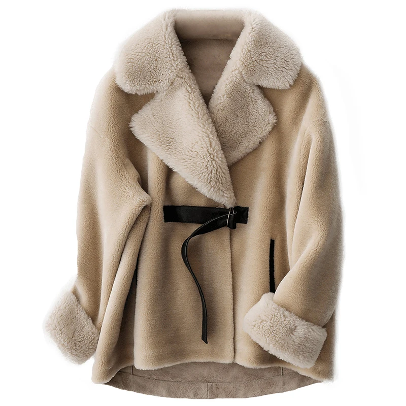 

Sheep Shearling 100% Wool Coat Autumn Winter Jacket Women Clothes 2020 Lamb Fur Korean Jackets Chaqueta Mujer MY3555