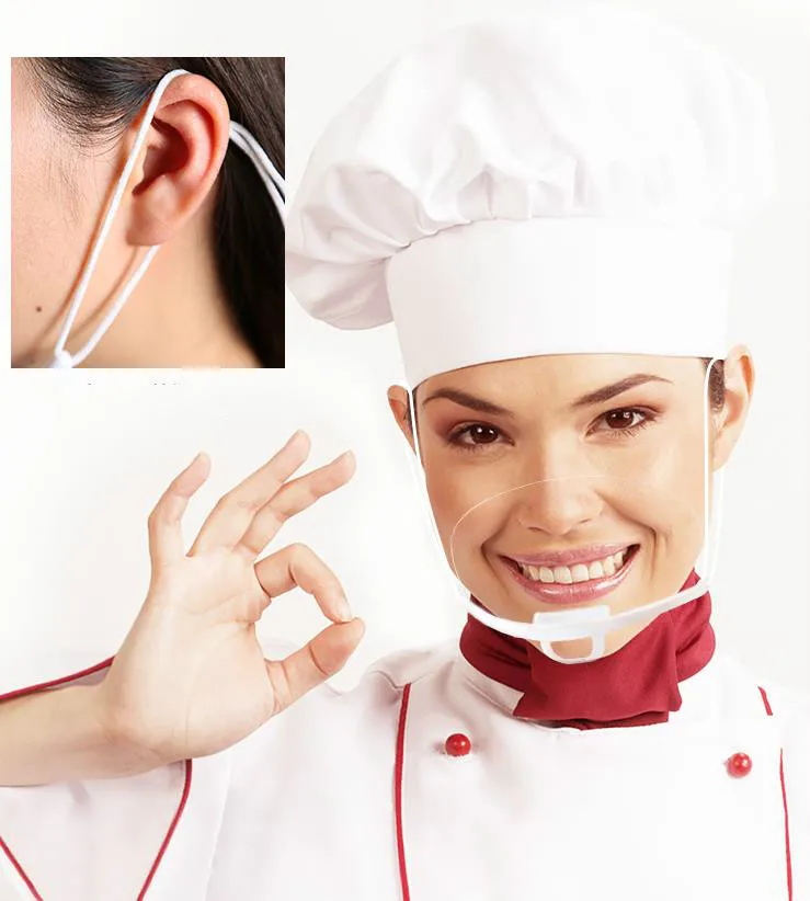 

10pcs-80pcs In A Transparent Mask Saliva For Catering Special Plastic Ventilative Chef Masks Kitchen Restaurant Accessories