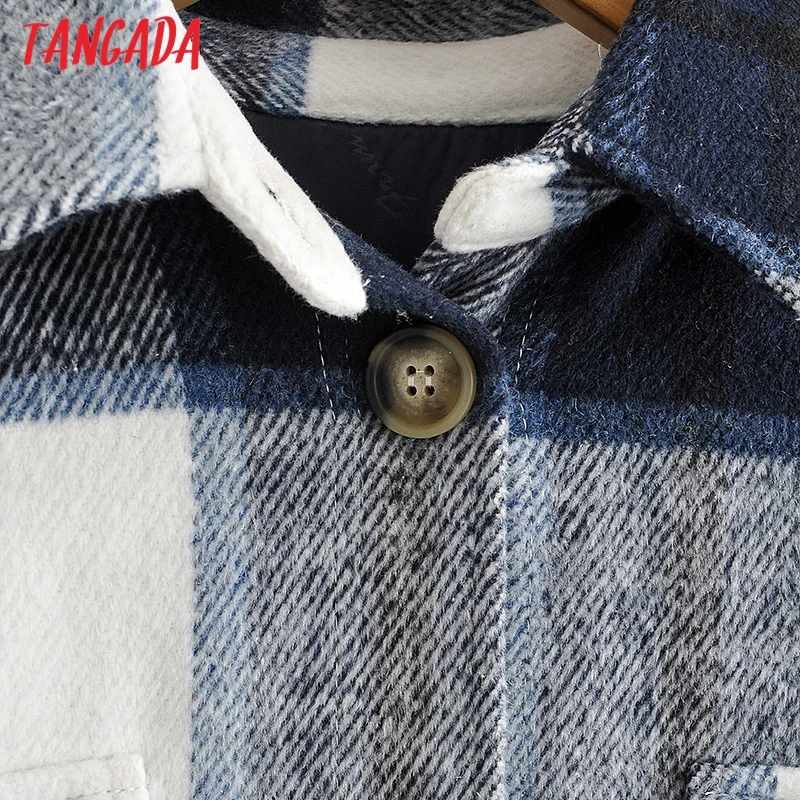 Женское длинное пальто в клетку Tangada зеленое повседневное теплое модные длинные