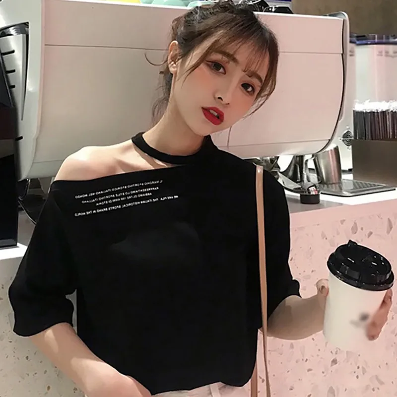 Модные свободные топы в Корейском стиле с надписью новый сексуальный дизайн