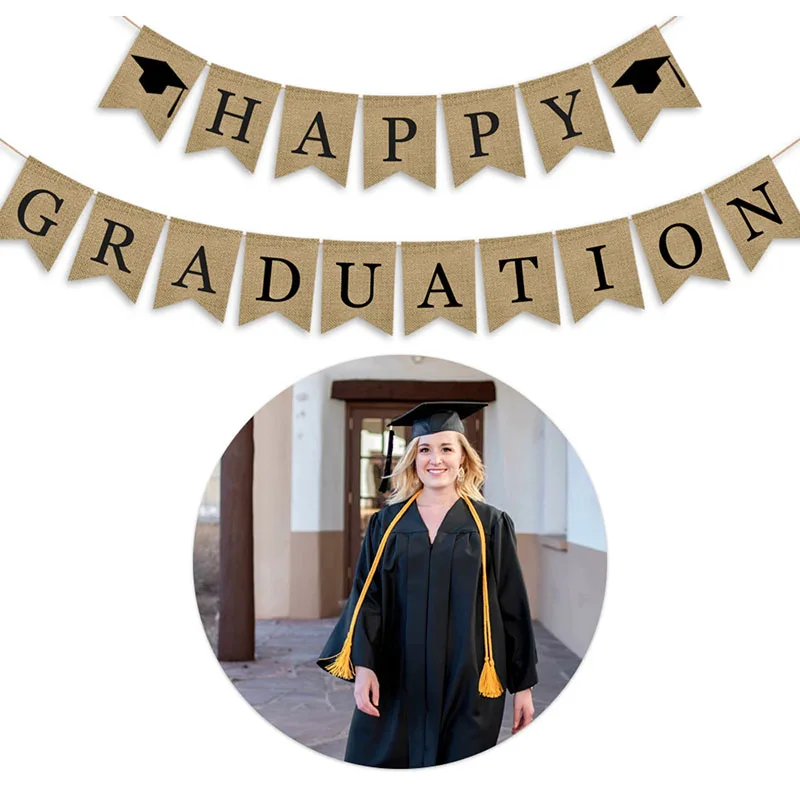 

Happy Graduation Banner Rustic Graduation Party Decor for Home College Senior Students Promotion
