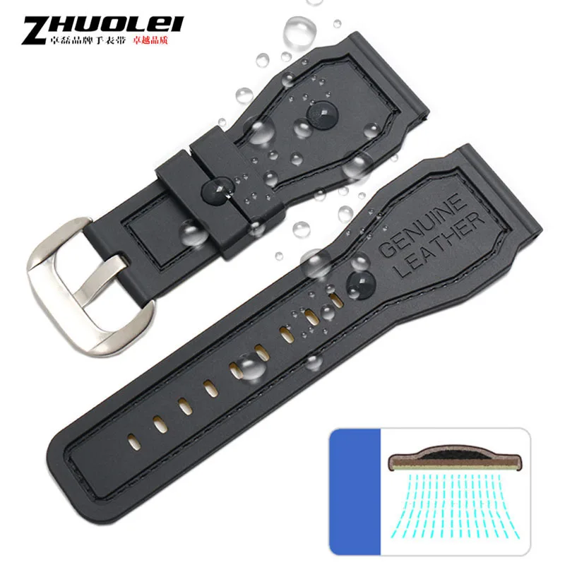 Ремешок силиконовый для мужских наручных часов резиновый водонепроницаемый